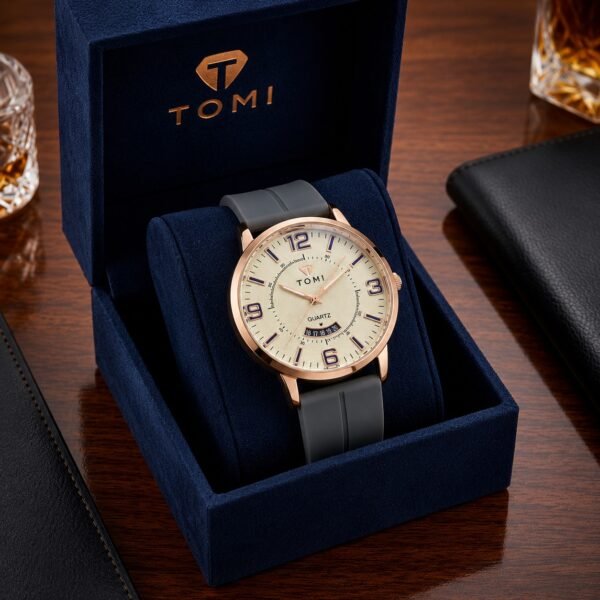 WhatsApp Image 2026-07-26 at 4.51.12 PM (1) TOMI Executive - White Dial Rose Gold Grey Silicone Watch For Men