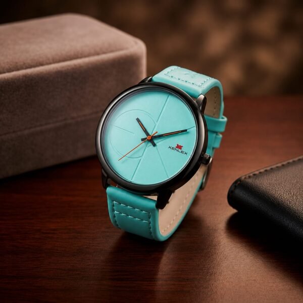 XENLEX Aqua Green Leather Watch - Smart Future Edition