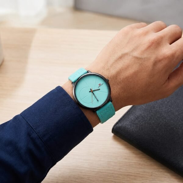 XENLEX Aqua Green Leather Watch - Smart Future Edition