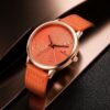 XENLEX – Orange Dial Leather Strap Watch For Girls | WB-12