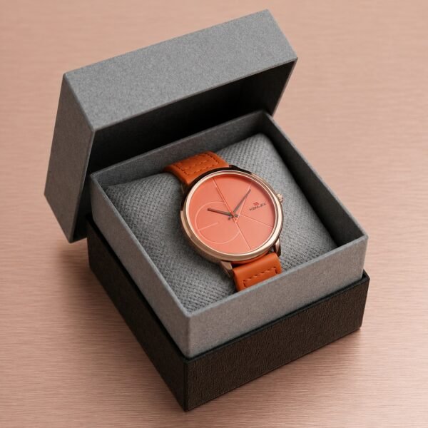 XENLEX – Orange Dial Leather Strap Watch For Girls | WB-12