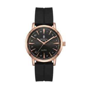 Crystal Time – Rose Gold Black Dial Silicon Watch | WB-11