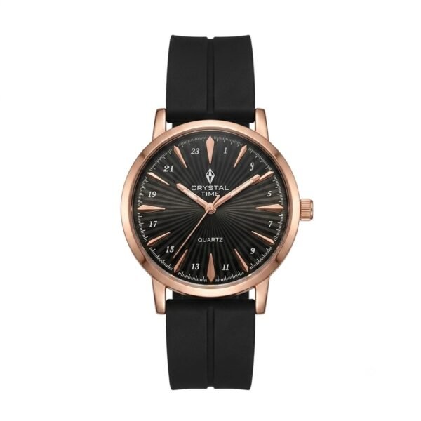 WhatsApp Image 2026-07-27 at 1.51.39 PM Crystal Time – Rose Gold Black Dial Silicon Watch | WB-11