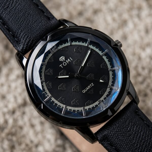 WhatsApp Image 2026-07-28 at 2.55.52 PM (2) TOMI Crystal – Black Leather Strap Quartz Watch For Men | WB-08