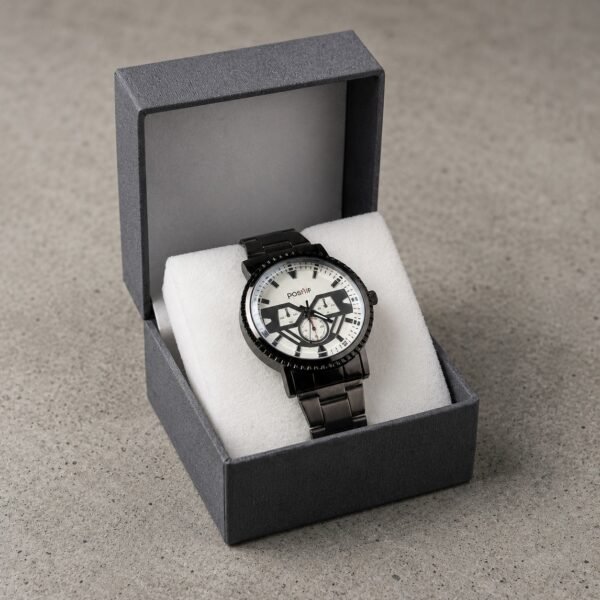 WhatsApp Image 2026-07-30 at 2.07.22 PM (6) Positif Chronograph – Black Chain White Dial Watch For Men | WB-03