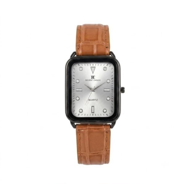 WhatsApp Image 2026-08-04 at 4.28.13 PM (3) Decent Choice Silver Noir - Square Dial Brown Leather Watch For Men