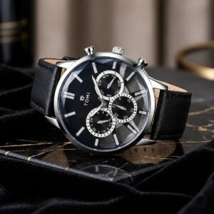 TOMI Diamond Cut - Premium Chronograph Leather Watch For Men | TM-08