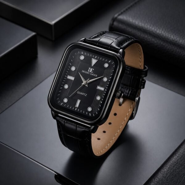 WhatsApp Image 2026-08-04 at 4.46.28 PM (1) Decent Choice Noir - Black Square Dial Leather Strap Watch For Men | DC-02