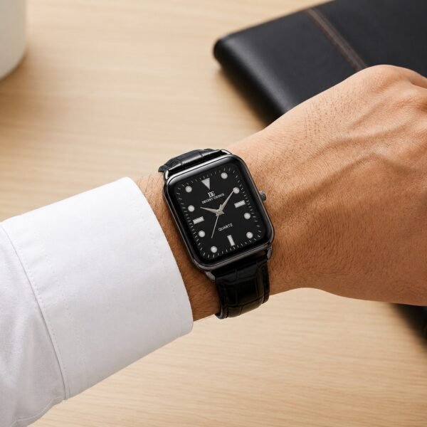 WhatsApp Image 2026-08-04 at 4.46.28 PM Decent Choice Noir - Black Square Dial Leather Strap Watch For Men | DC-02